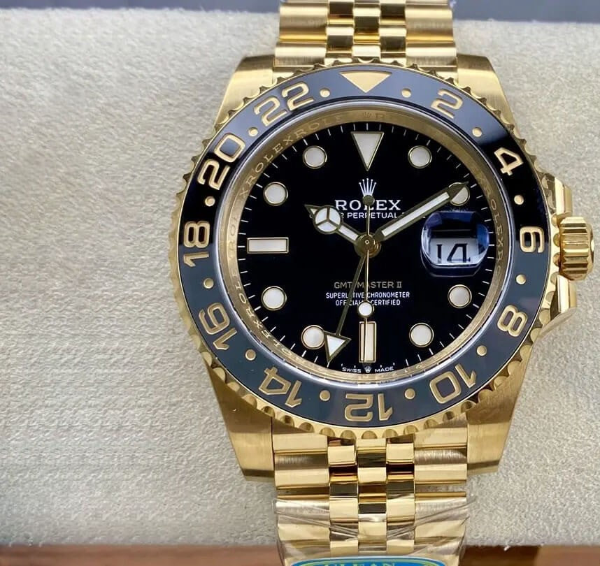 Rolex Gmt-Master II Yellow Gold Black Dial Jubilee
