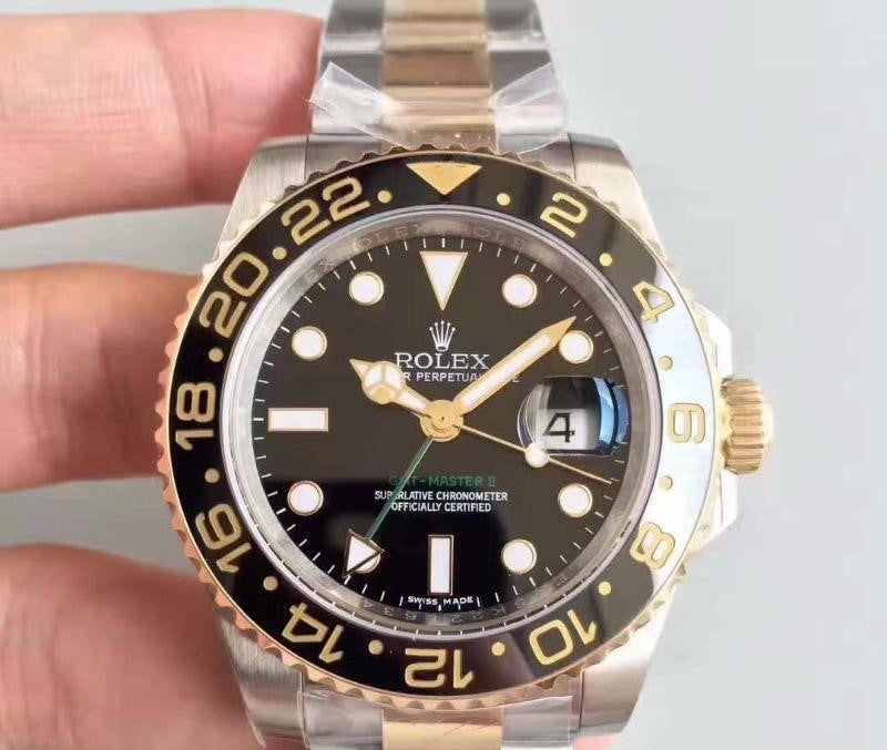 Rolex Gmt-Master II Two Tone Yellow Gold Black Dial