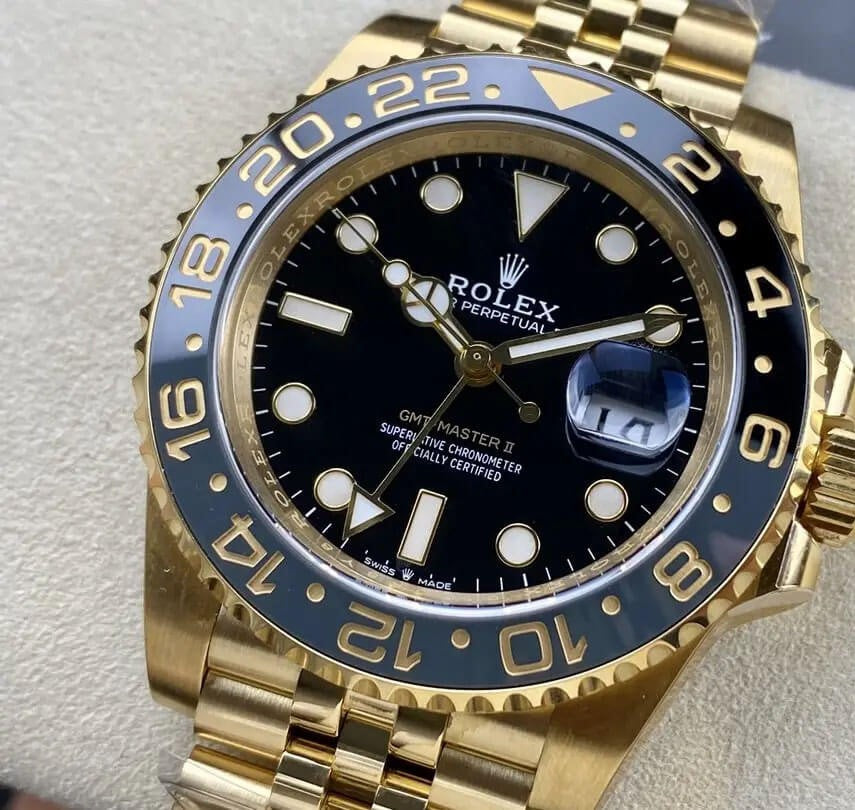 Rolex Gmt-Master II Yellow Gold Black Dial Jubilee