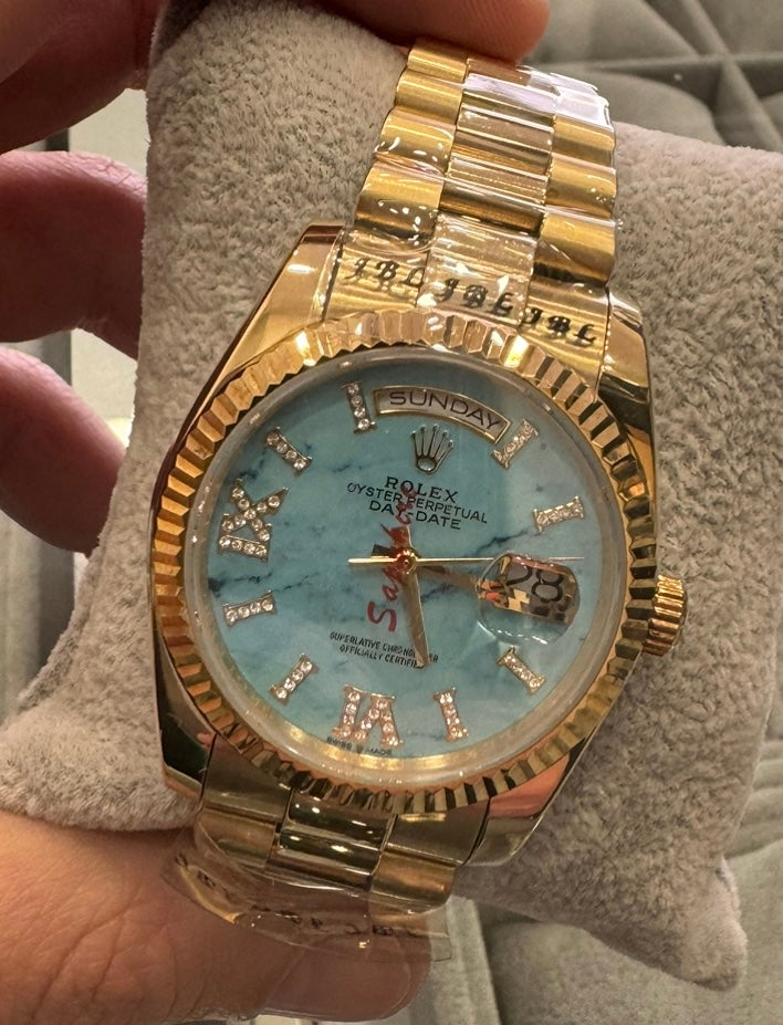 Rolex Day-Date 36mm Yellow Gold President Turquoise Dial