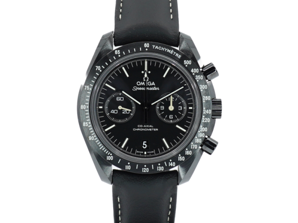 Omega SpeedMaster Dark Side of the Moon CoAxial Chronometer Chronograph Black Leather Strap 44.25 mm