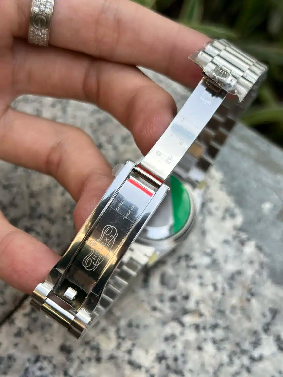 Rolex Day-Date 36mm White Gold Paved Rainbow