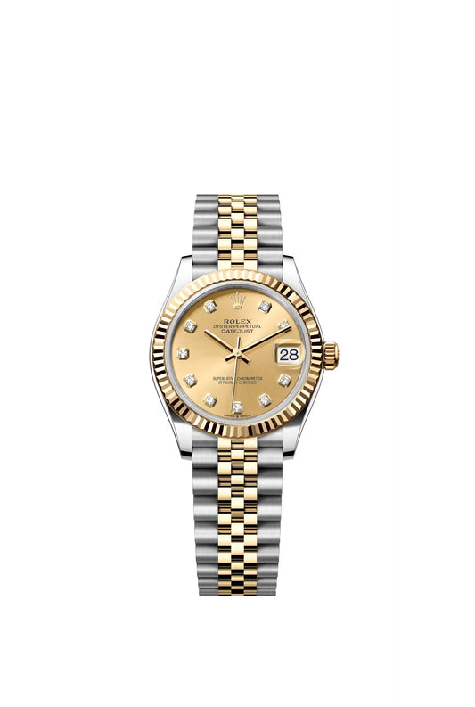 Rolex Datejust Two Tone Yellow Gold Diamonds Marks Dial Jubilee 31MM