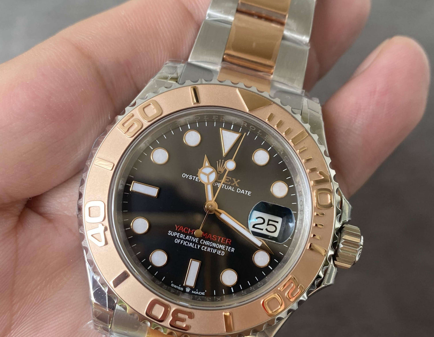 Rolex Yacht-Master 40 Two Tone Pink Gold Black Dial