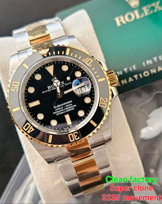 Clean Submariner 2-Tone Black Ceramic Bezel 41mm