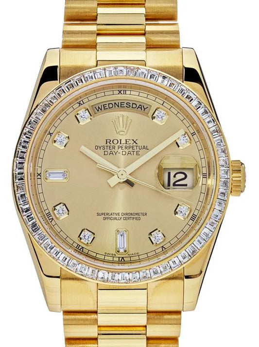 Rolex Day-Date 36 Yellow Gold Dial Diamond Bezel