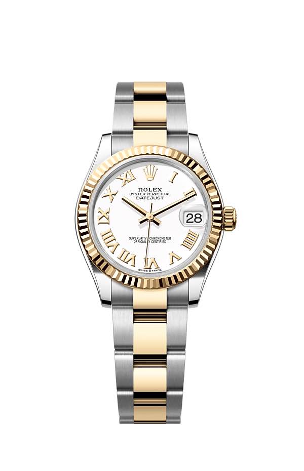 Rolex Datejust Two Tone Yellow Gold White Dial Roman Oyster 31MM