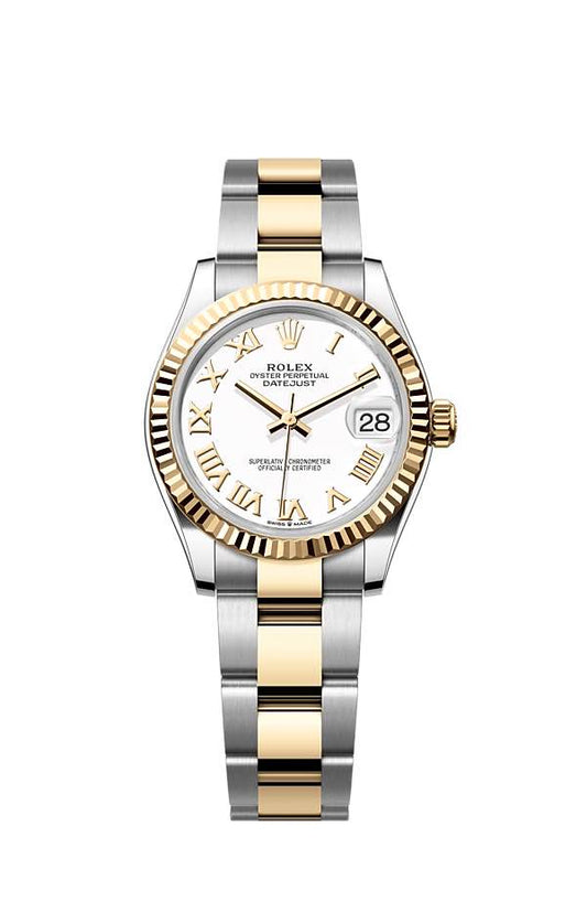 Rolex Datejust Two Tone Yellow Gold White Dial Roman Oyster 31MM