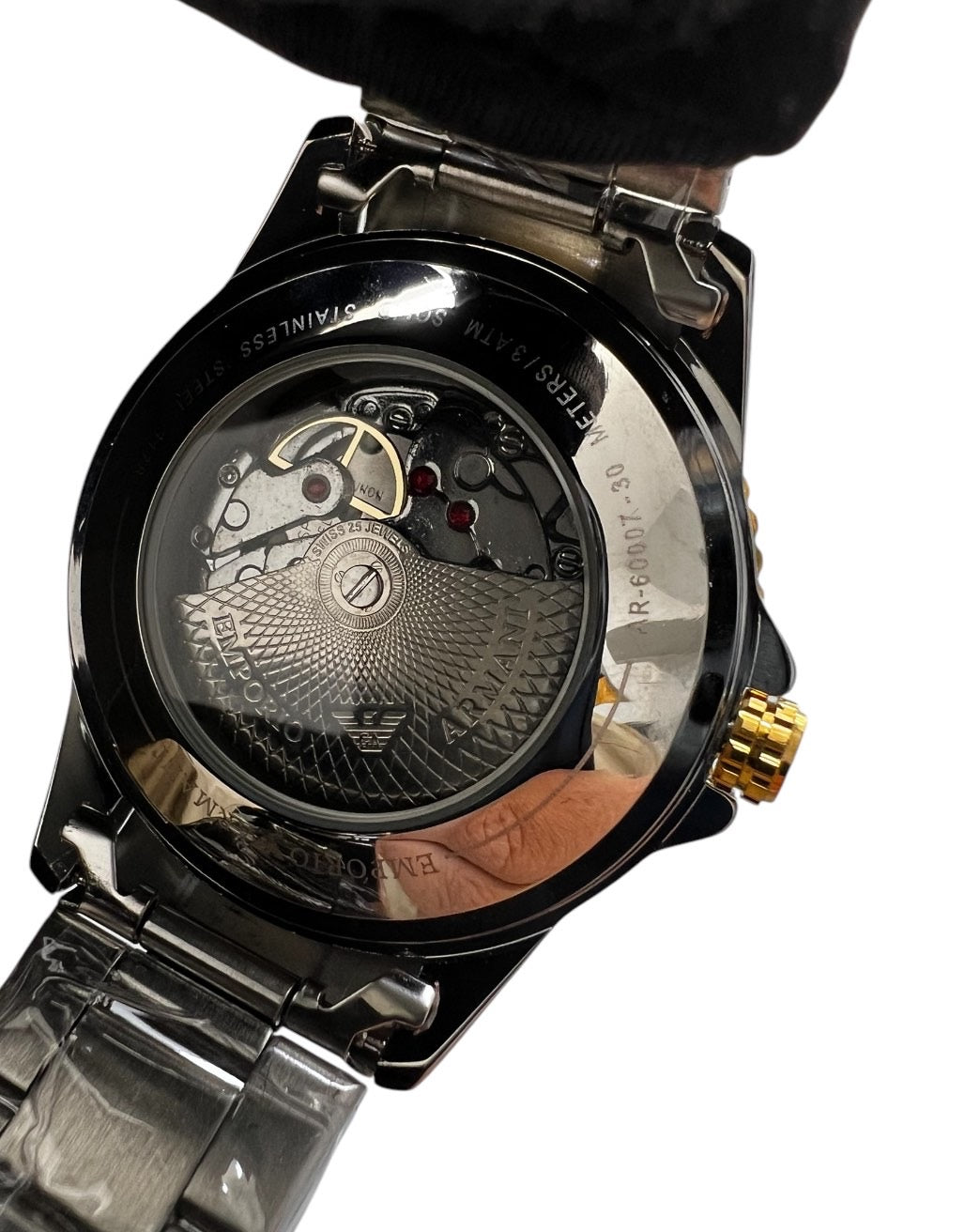 Armani 100 meter 2 tone Black With Bracelet Set