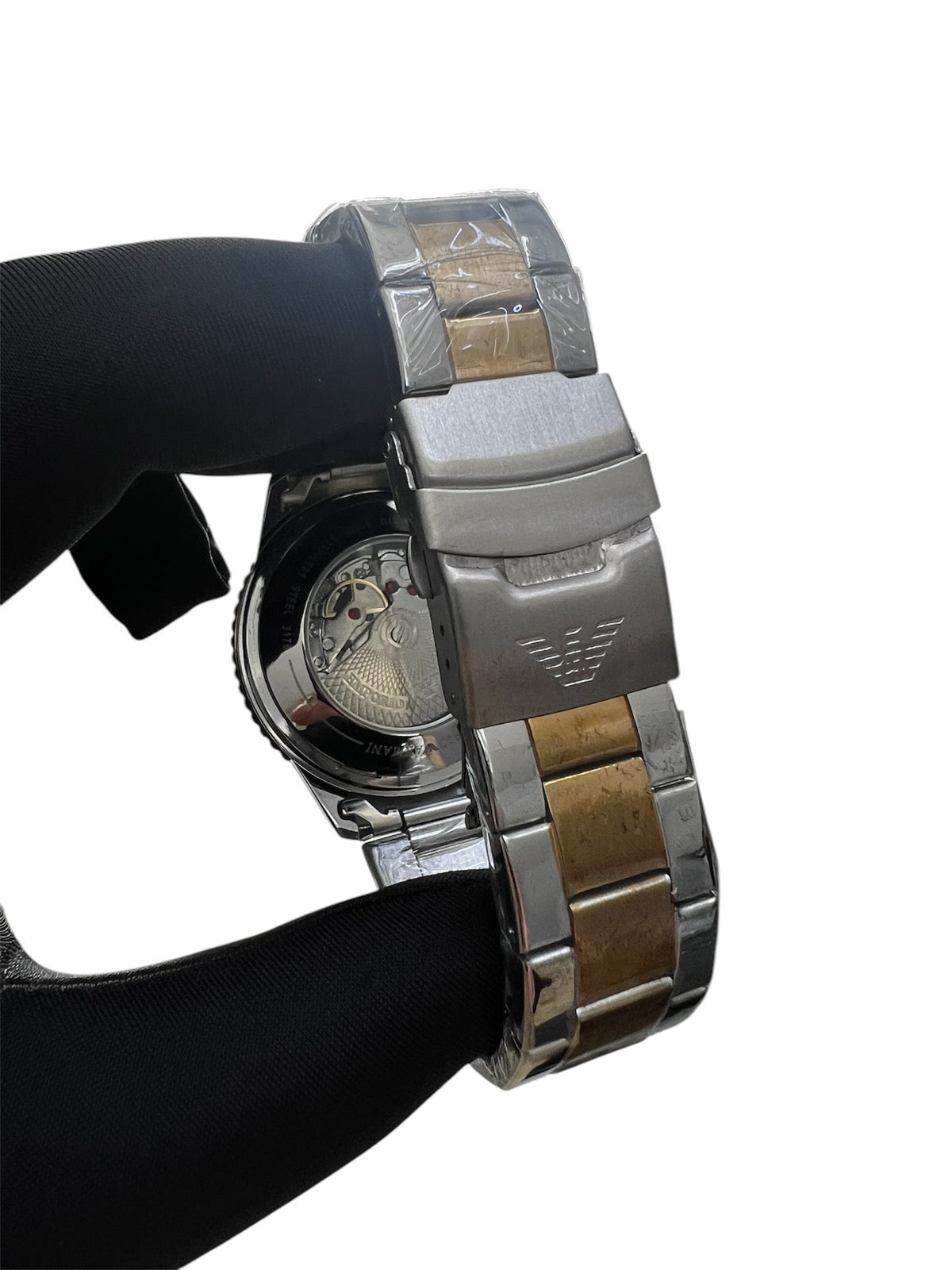 Armani 100 meter 2 tone Black With Bracelet Set