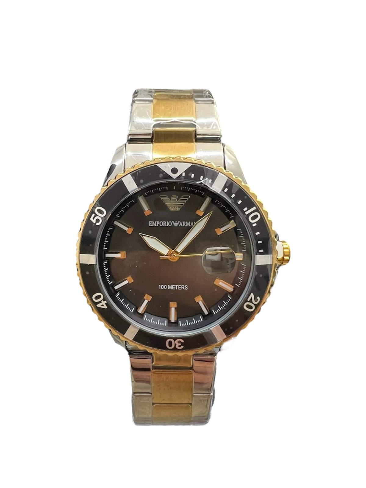 Armani 100 meter 2 tone Black With Bracelet Set