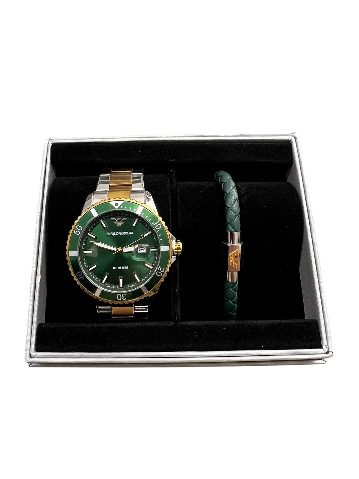 Armani 100 meter 2 tone Green With Bracelet Set