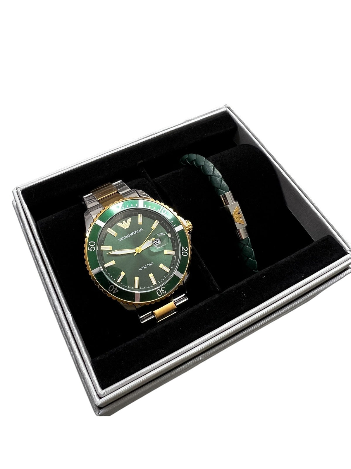 Armani 100 meter 2 tone Green With Bracelet Set