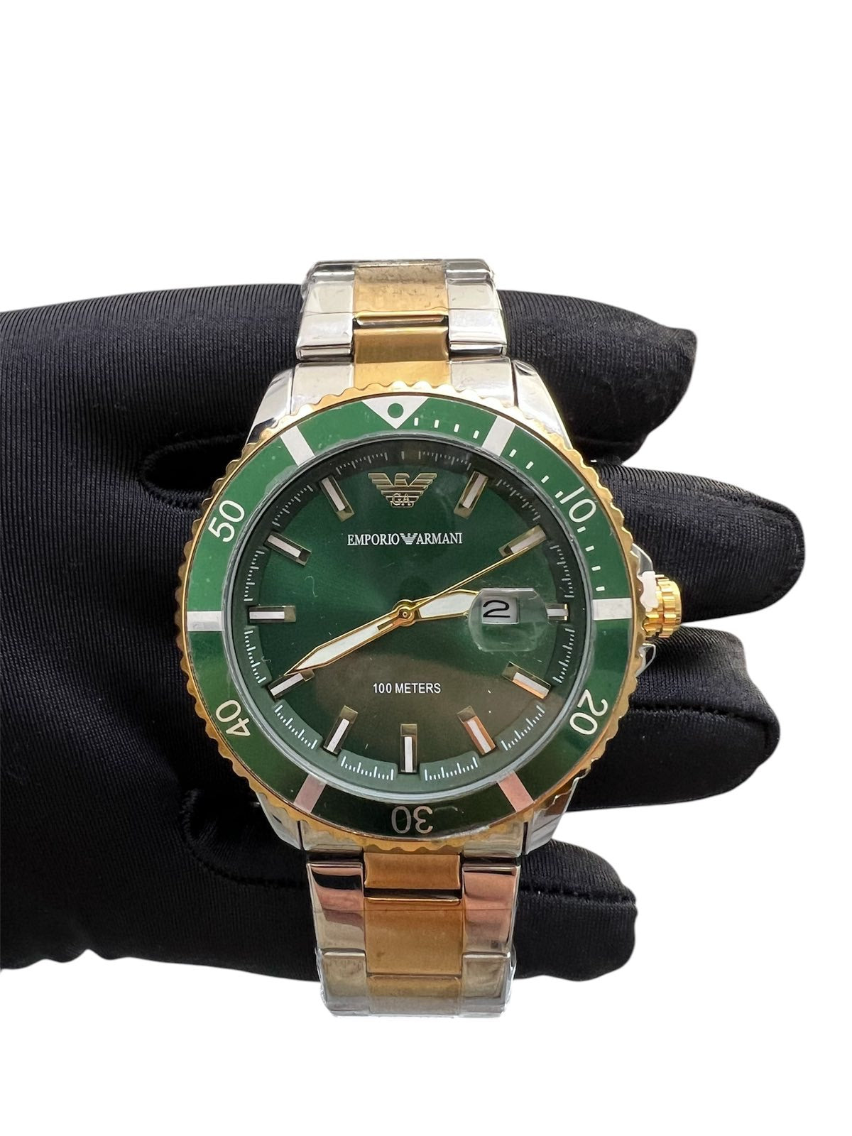 Armani 100 meter 2 tone Green With Bracelet Set