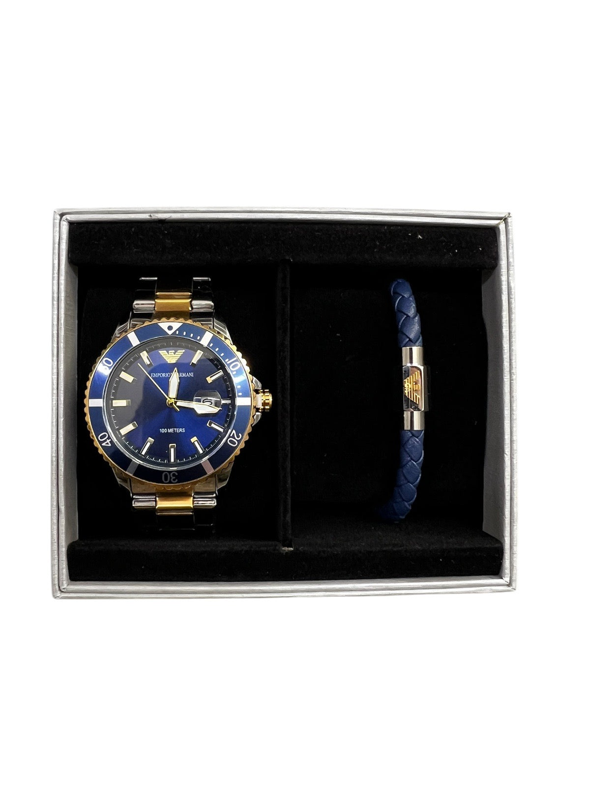 Armani 100 meter 2 tone Blue With Bracelet Set