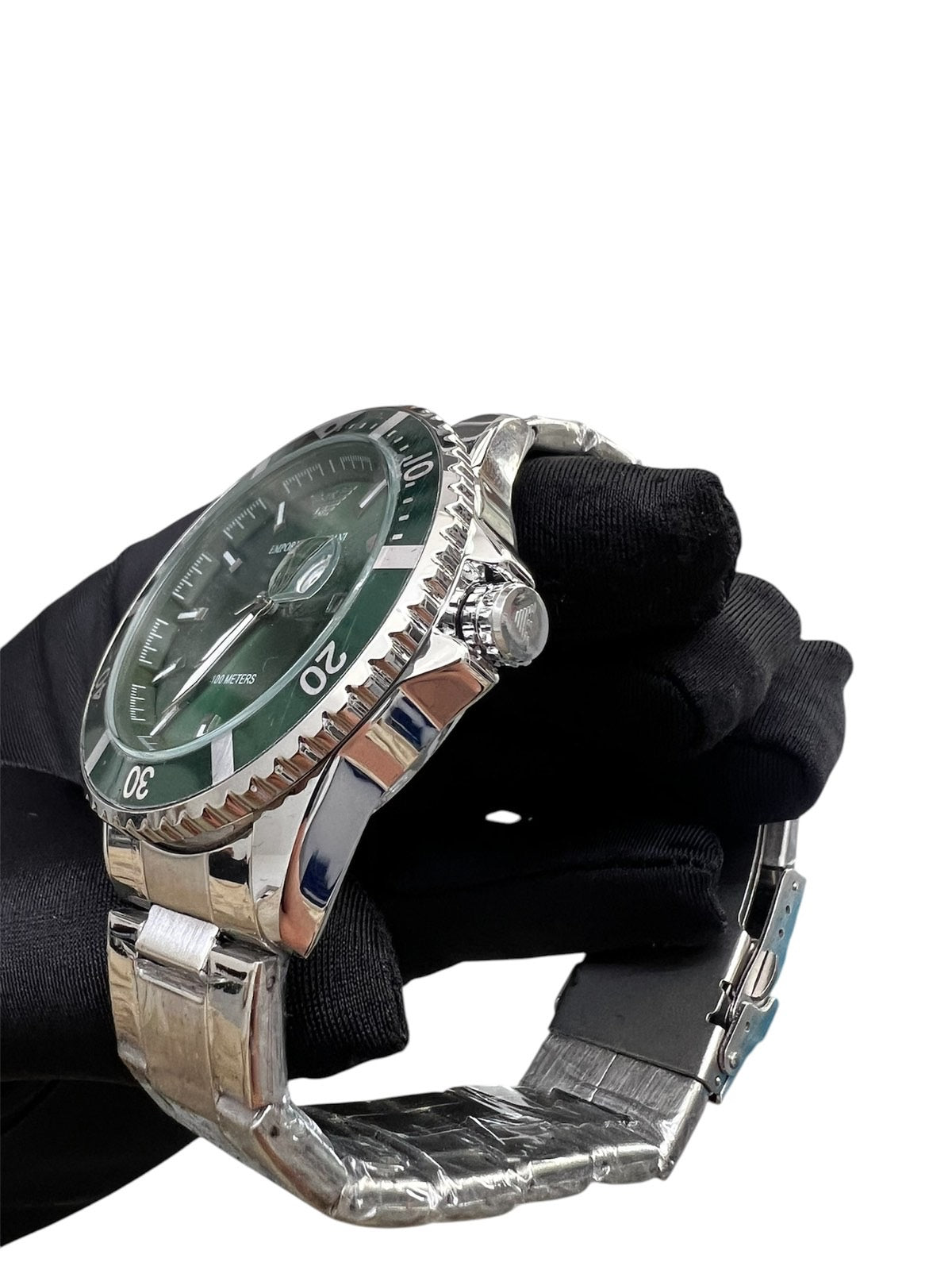 Armani 100 meter Steel Green  With Bracelet Set