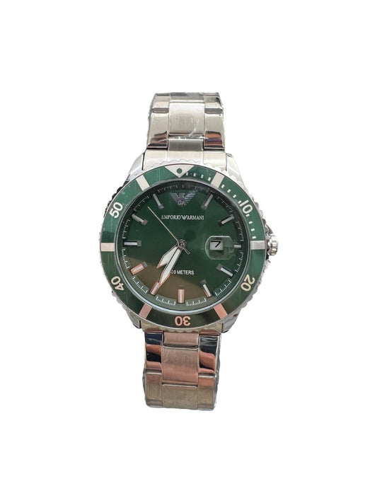 Armani 100 meter Steel Green  With Bracelet Set