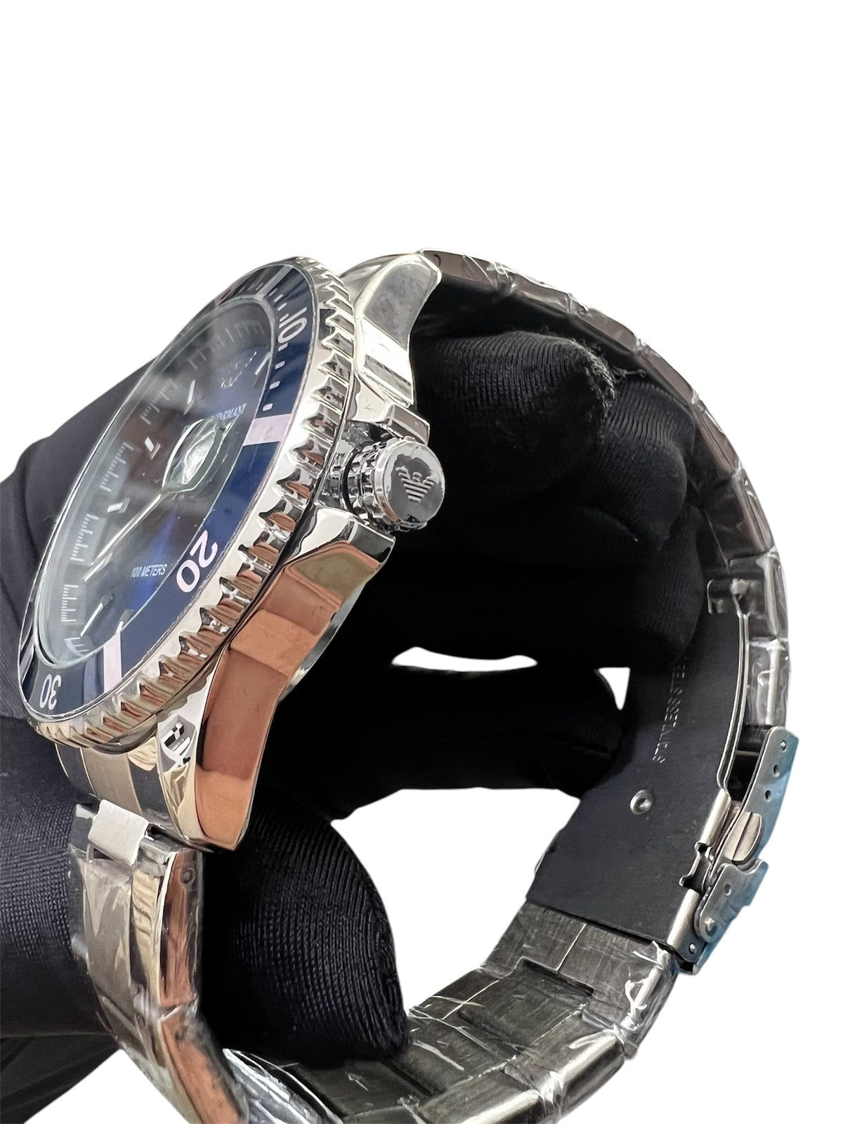 Armani 100 meter Steel Blue  With Bracelet Set