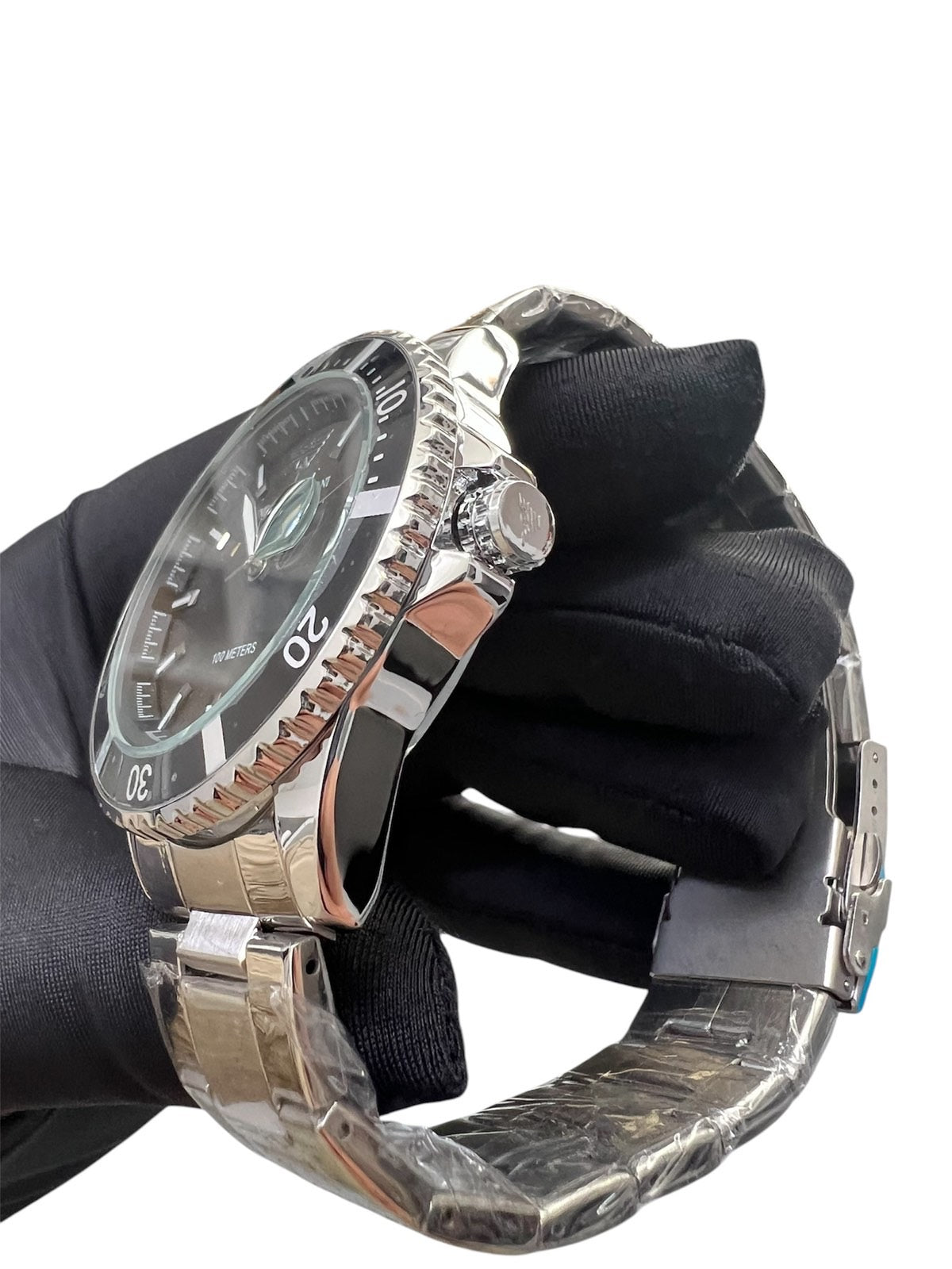 Armani 100 meter Steel Black  With Bracelet Set
