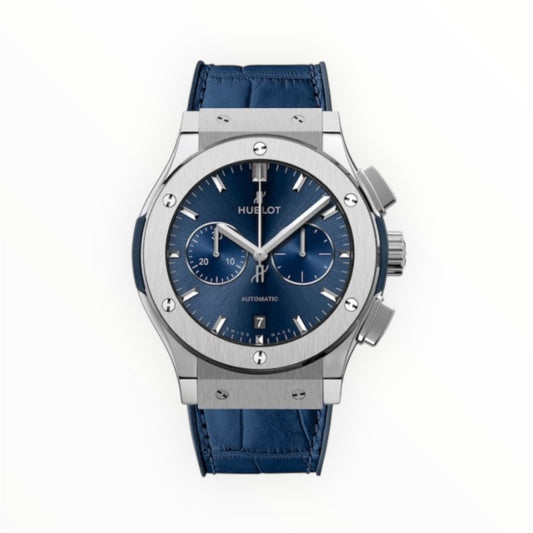 Hublot Classic Fusion Chronograph Blue Dial Steel Bezel 45MM