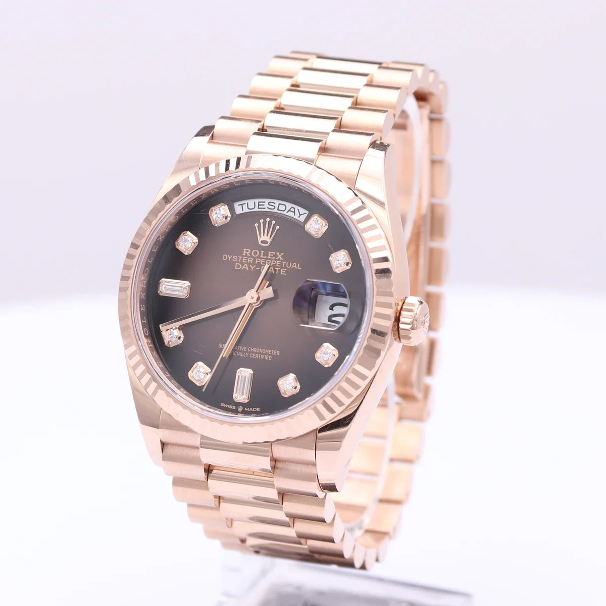 Rolex Day-Date 36mm Rose Gold Chocolate  President Baguette Dial
