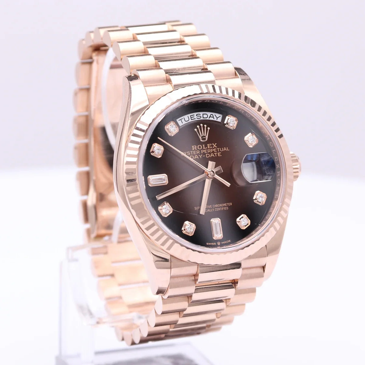 Rolex Day-Date 36mm Rose Gold Chocolate  President Baguette Dial